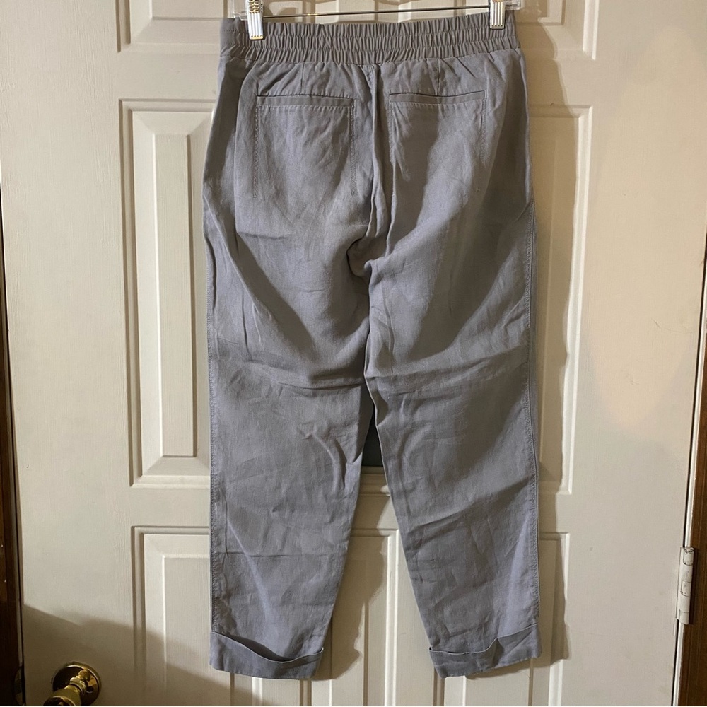 3/$18 Athleta Pants Bali Linen Ankle Cuffed Hem Gray Size 4 - Picture 3 of 5